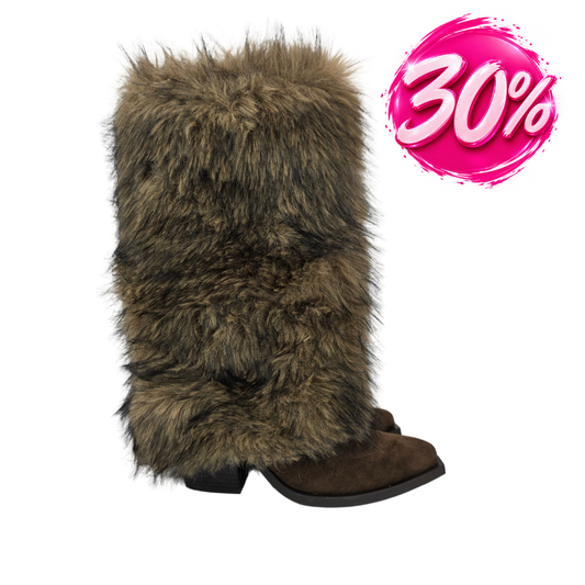 Bota Alta Pelo Efecto Peluche Marrón – Pasarela Concept