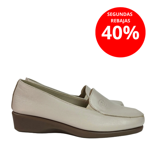 Mocasines 48 Horas de Piel Beige Confort