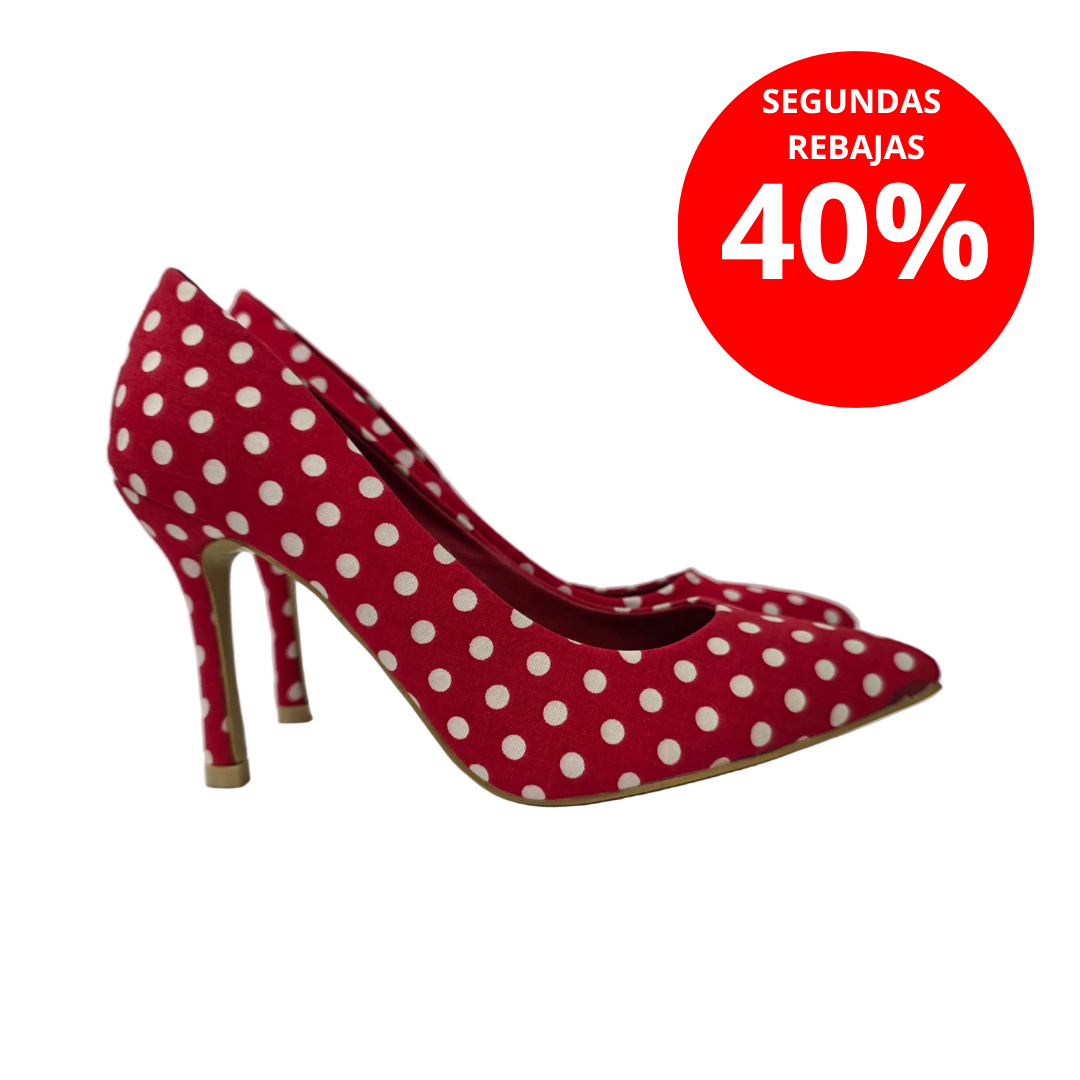 Zapatos de Salón Stiletto Rojos con Estampado de Lunares – Pasarela Concept