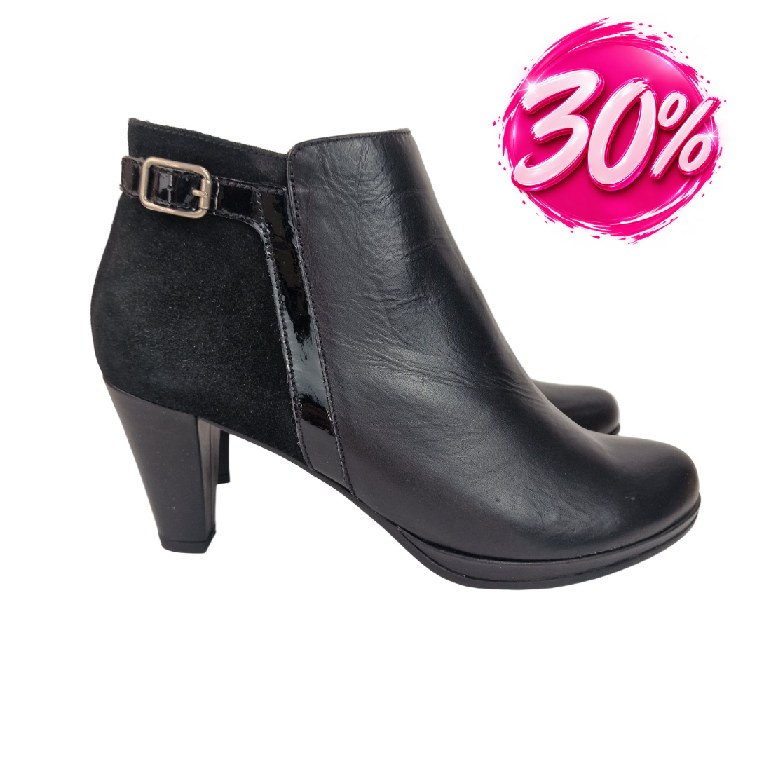 Botín Piel Combinado Hebilla Payma Negro – Pasarela Concept