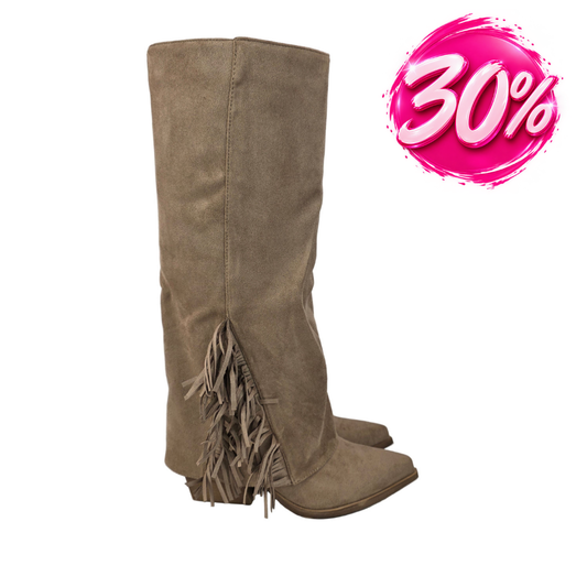 Bota Alta Campera con Flecos Taupe – Pasarela Concept
