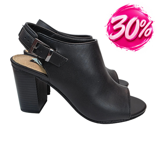 Sandalia Peep-Toe Mustang en Negro con Tacón Bloque de 8cm