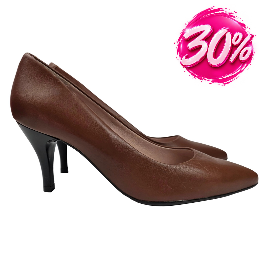 Zapato de Salón 100% Piel Chocolate con Plantilla de Gel – Pasarela Concept