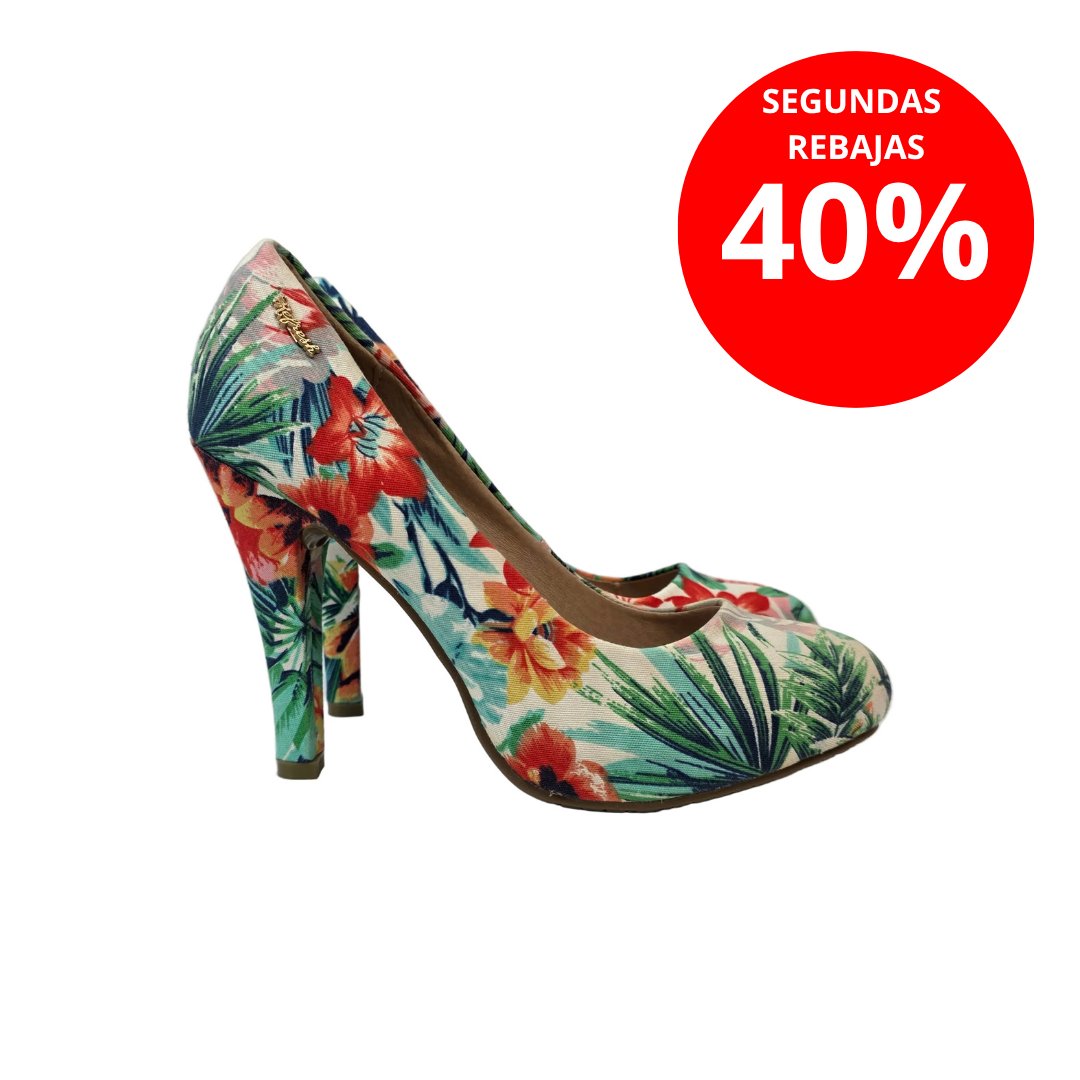 Zapato de Salón Refresh Estampado Tropical con Flores y Hojas – Pasarela Concept